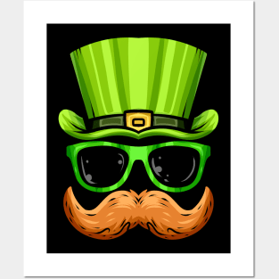 Red Beard Green Hat And Glasses Costume For St. Patricks Day Posters and Art